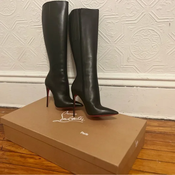 Christian Louboutin Tournoi 120 Calf Boots Black - Picture 1 of 4